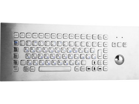 Металлическая антивандальная встраиваемая снаружи клавиатура с трекболом, USB, F1—F12, Alt, Win, Ctrl