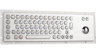 Металлическая антивандальная встраиваемая клавиатура с трекболом, USB, Fn, Ctrl