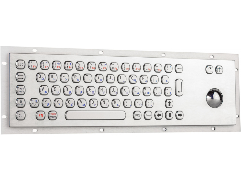 Металлическая встраиваемая антивандальная клавиатура с трекболом, USB, Fn, Ctrl