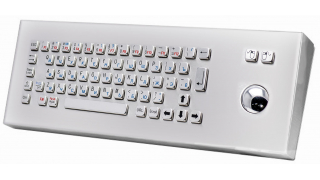 Металлическая настольная антивандальная клавиатура c трекболом, USB, Fn, Ctrl