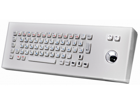 Металлическая настольная антивандальная клавиатура c трекболом, USB, Fn, Ctrl