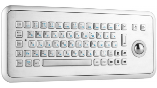 Металлическая настольная антивандальная клавиатура c трекболом, USB, Fn, Ctrl, Alt