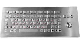 Металлическая настольная антивандальная клавиатура c трекболом, PS/2, F1—F12, Alt, Win, Ctrl