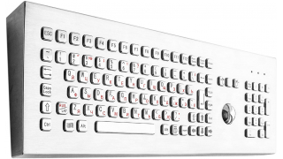 Металлическая настольная антивандальная клавиатура с трекболом, USB, цифровой блок, F1—F12, Alt, Win, Ctrl