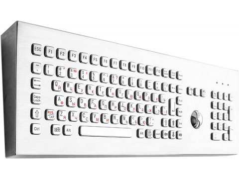 Металлическая настольная антивандальная клавиатура с трекболом, USB, цифровой блок, F1—F12, Alt, Win, Ctrl Металлическая настольная антивандальная клавиатура с трекболом, USB, цифровой блок, F1—F12, Alt, Win, Ctrl