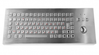 Металлическая настольная антивандальная клавиатура c трекболом, USB, F1—F12, Alt, Win, Ctrl