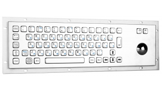 Антивандальная металлическая встраиваемая клавиатура с трекболом, USB, Alt, Win, Ctrl