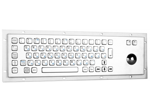 Антивандальная металлическая встраиваемая клавиатура с трекболом, USB, Alt, Win, Ctrl
