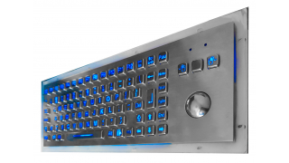 Металлическая антивандальная встраиваемая клавиатура с трекболом, LED-подсветка клавиш, USB, F1—F12, Alt, Win, Ctrl