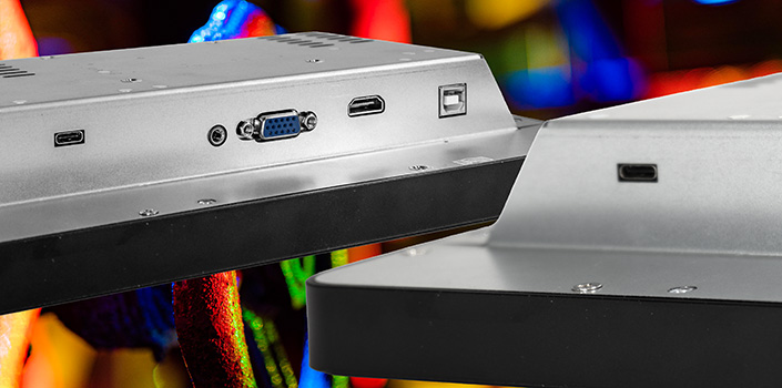 Интерфейсы подключения и боковой профиль сенсорного монитора 10 дюймов TGM101RPEC