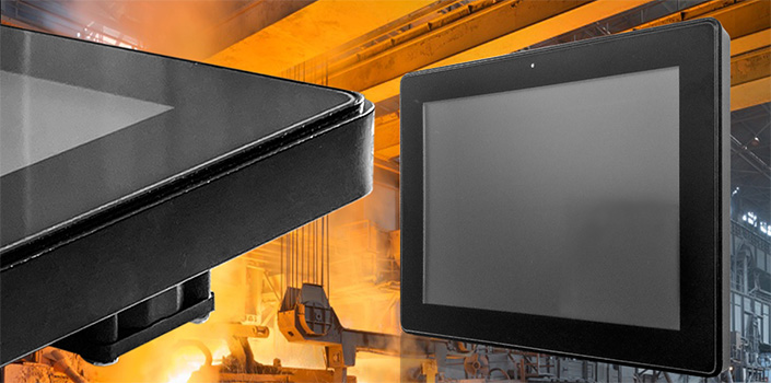 Сверхъяркий промышленный сенсорный монитор TGM12RPE(HB) 12 дюймов, вид спереди: безрамочный дизайн, антибликовое покрытие